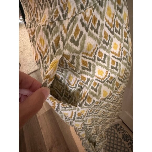 Market & Spruce Green and Yellow Smocked Geometric Dress Size S - Picture 3 of 8